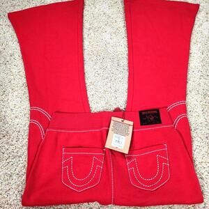 NEW True Religion Pull-On Flare Jeans Red Anniversary Medium